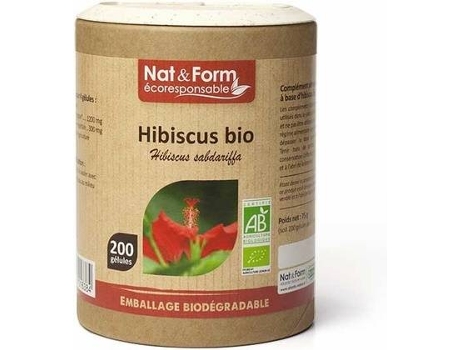 Suplemento Alimentar NAT & FORM Hibiscus Bio - Linha Eco (200 cápsulas vegetais)