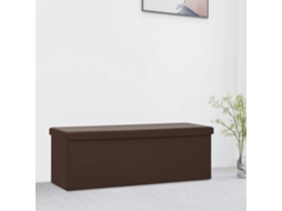 Vidaxl Banco De Arrumação Dobrável Pvc Castanho