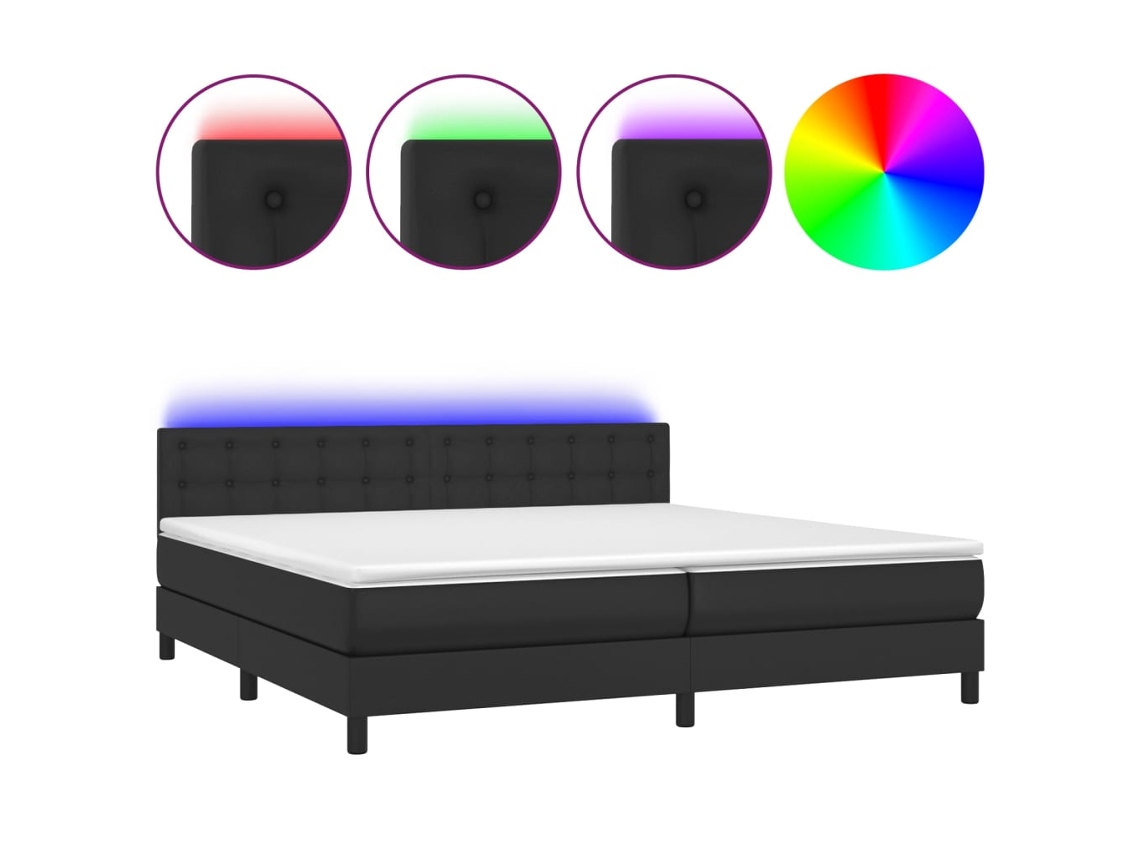 Box Spring Bed, Box Spring Beds Vidaxl Preto Couro Artificial (200 X 200 Cm)
