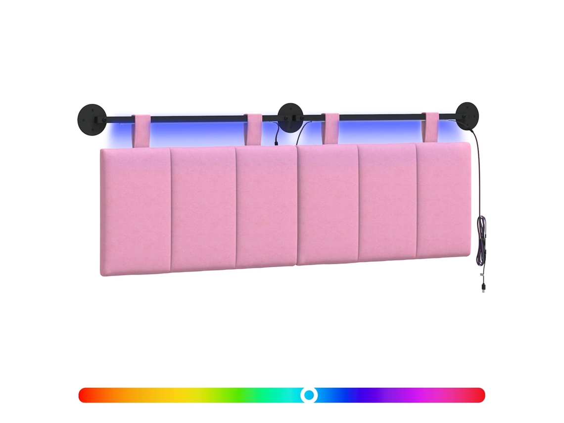 Conjunto 1 Cabeceira Suspensa Vidaxl Rosa Veludo (150 X 55 X 5 Cm)