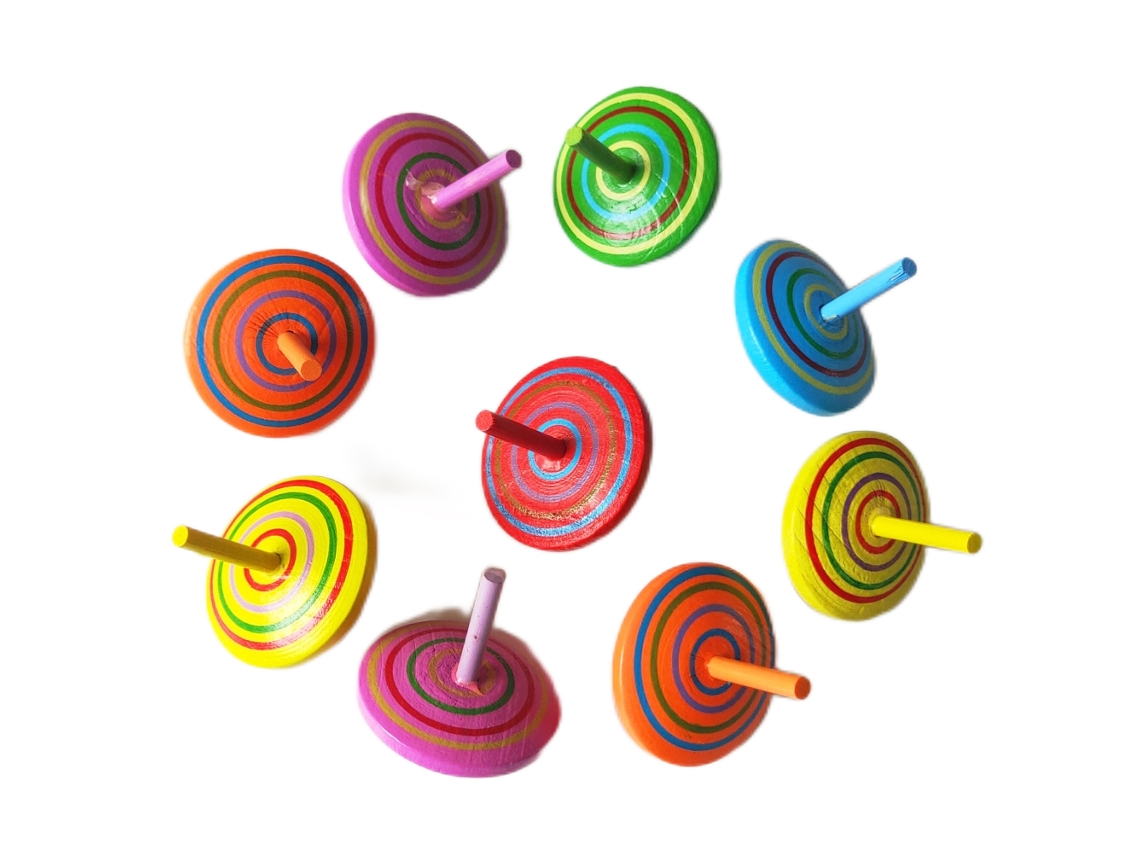 Primerox 10pcs Giroscópio de Madeira Giratório Brinquedo Anti stress Presente Infantil Colorido