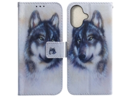 Capa Em Couro Pu Para Apple Iphone 16 Plus - Lobo