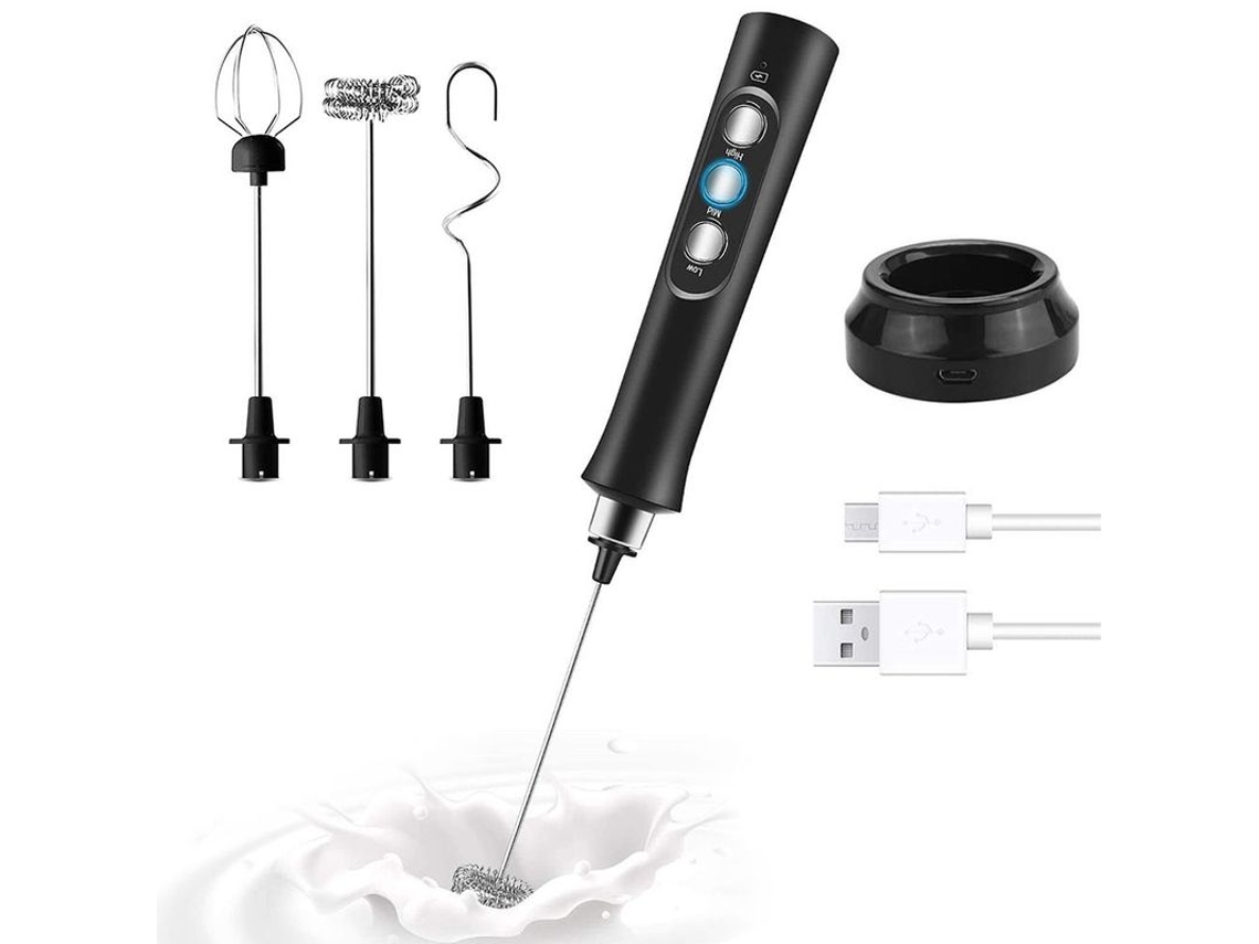 Espumador De Leite Elétrico Portátil, Usb, Preto