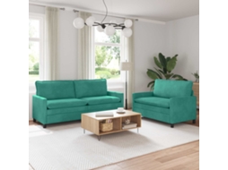 Vidaxl Conjunto De Sofás 2 Unid. Turquesa Veludo