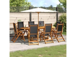 Vidaxl 9 Pcs Conjunto De Jantar Para Jardim Acácia Maciça E Textilene
