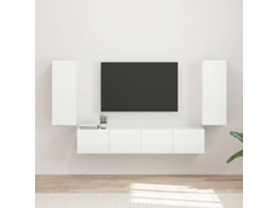 Vidaxl Conjunto De Gabinete De Parede Para Tv 4 Pcs Branco Brilhante