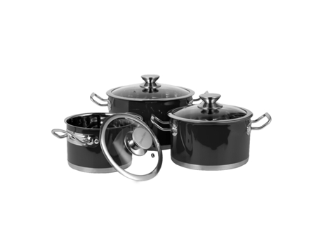 Trem de Cozinha VINTAGE CUISINE BY COOKING (6 Peças - Aço Inoxidável - Preto)