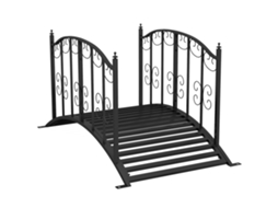 Ponte Jardim Aço 1.19m Corrimão Floral 120kg Preta