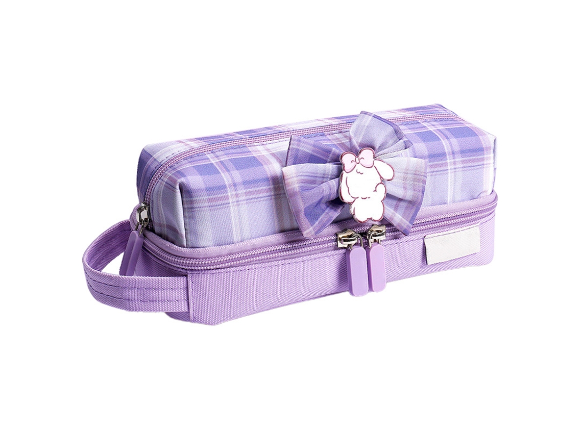 Estojo de lápis grande de lona com capacidade dupla e lindas estampas para estudantes.