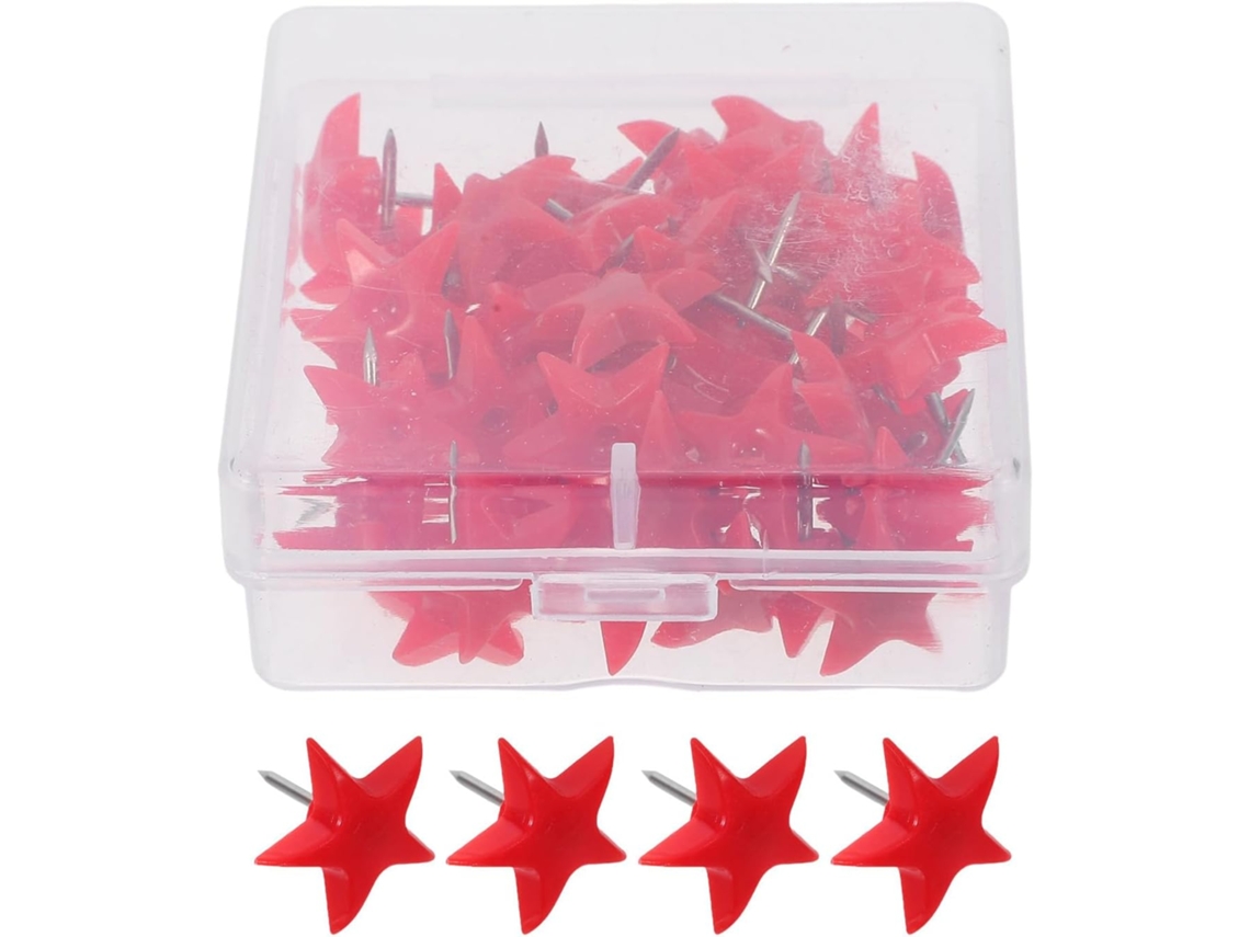 Hemoton 50 Unidades de Tachinhas Vermelhas em Formato Estrela para Quadros Cortiça, em Metal e Plástico, Durável e
