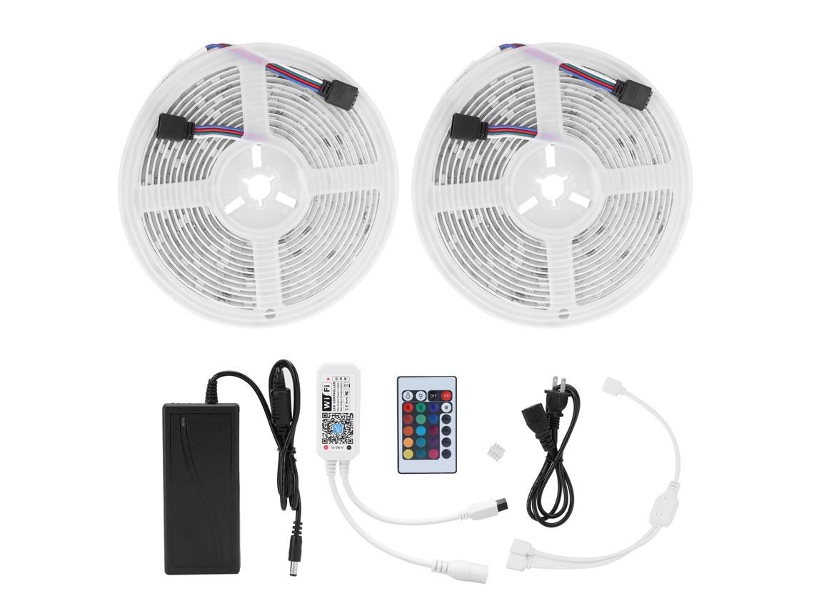 2026 tiras Led 10m 300led Wifi Rgb Flexíveis Ip65 12v com Controle Remoto para Iluminação Ambiental
