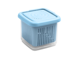 Caixa de armazenamento de duas camadas, com cesto de drenagem, azul, 660ml | S/MARCA