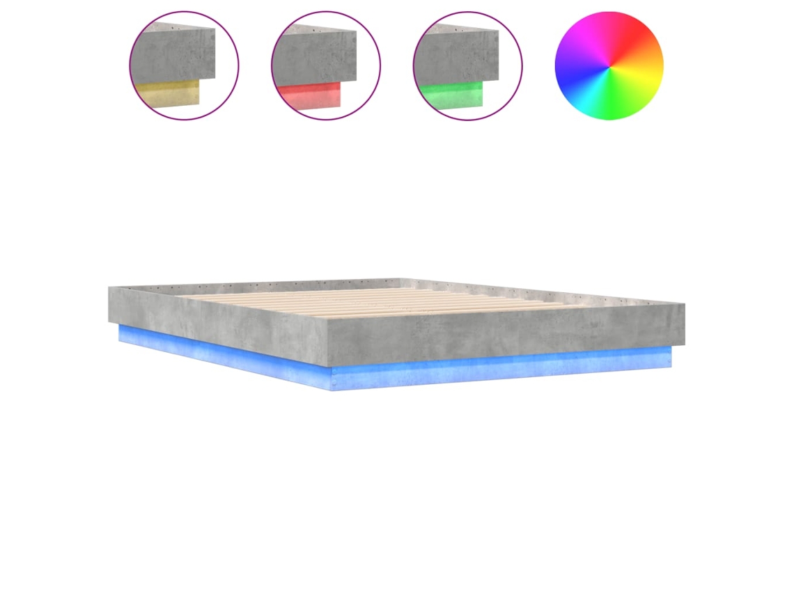 Estrutura de Cama com Luzes Led Cinzento Cimento MAISON EXCLUSIVE (150x200 cm)