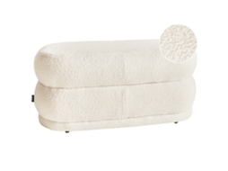 Banco Decorativo Estofado BELIANI Ellendale de Bouclé Branco Creme 90x40x40