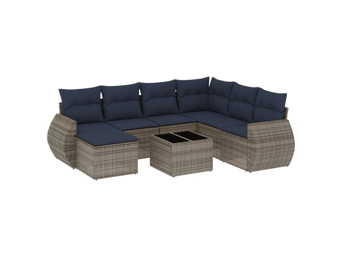 Conjunto de Sofá de Jardim, 8 Peças, Almofadas, Rattan Cinza MAISON EXCLUSIVE