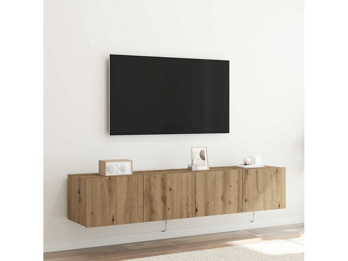 Vidaxl Armário De Tv De Parede 2 Unid. Carvalho Artesanal