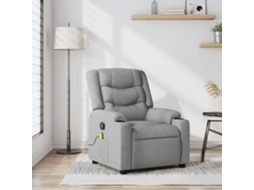 Vidaxl Poltrona De Massagens Reclinável Tecido Cinzento-claro