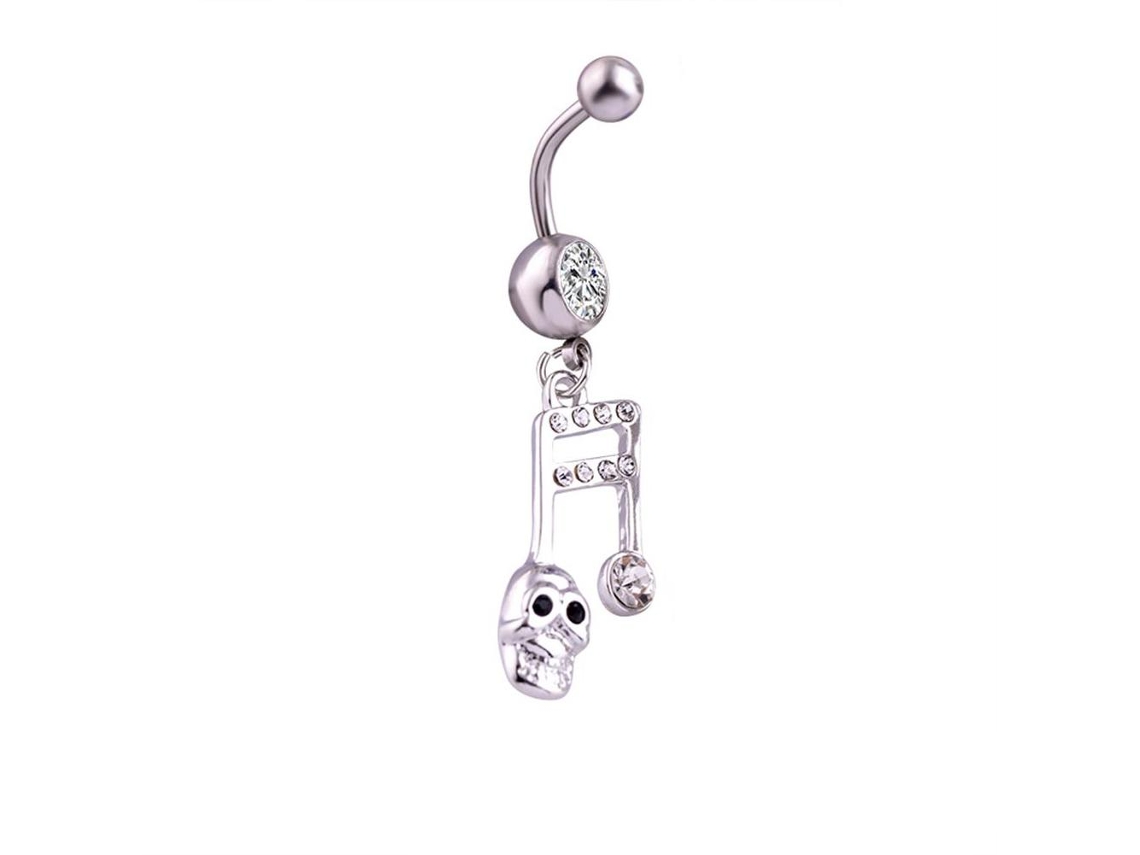 Anel De Aço Inoxidável Com Skull E Strass Estilo Fashion