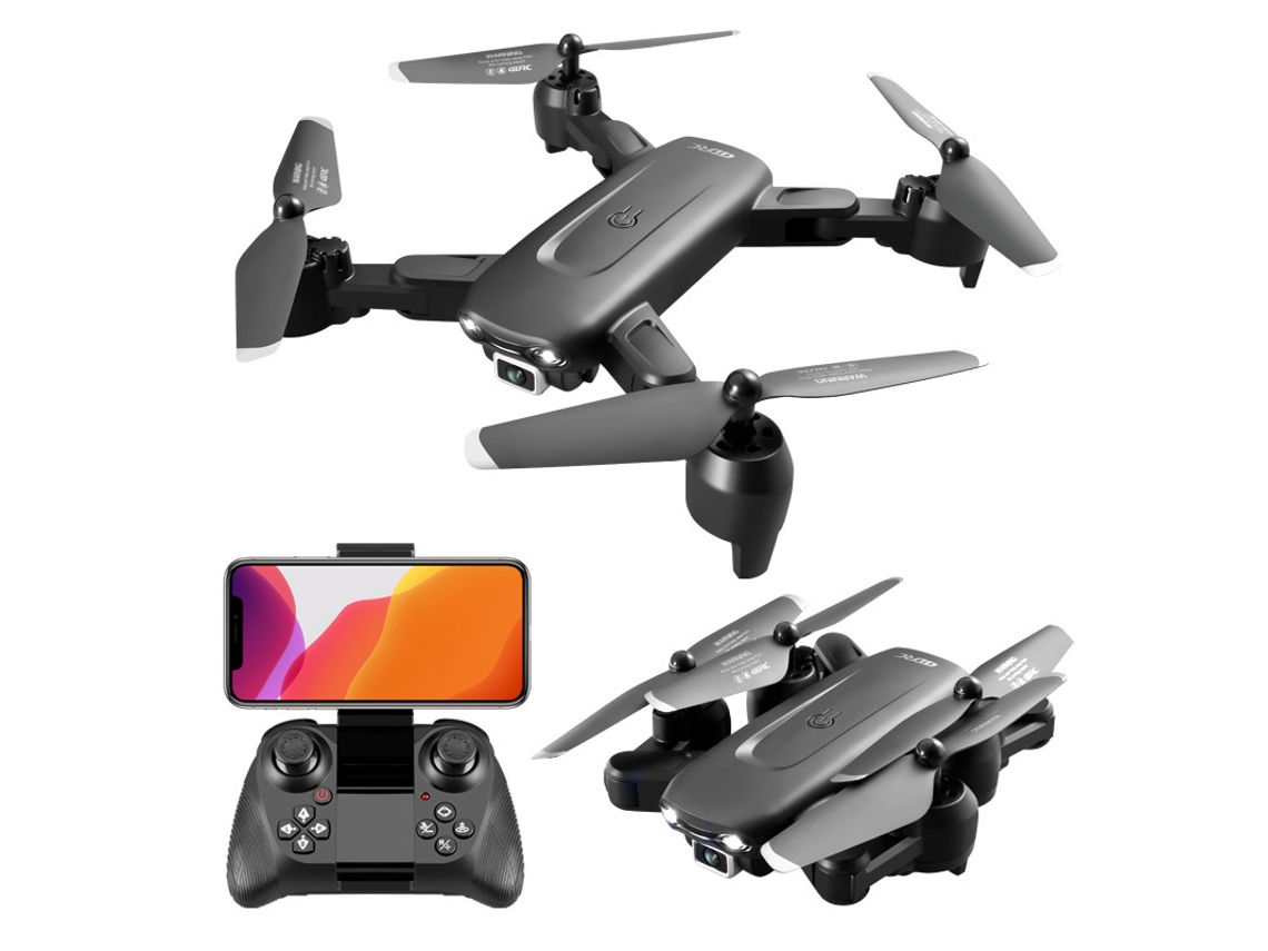 Drone Dobrável V12 com Câmera Dupla 1080P 2 Baterias Duração Da Bateria: 18 Min Preto