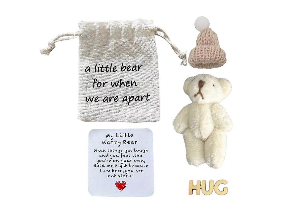 Urso De Pelúcia Mini Conjunto Presente Branco, Cartão E Bolsa