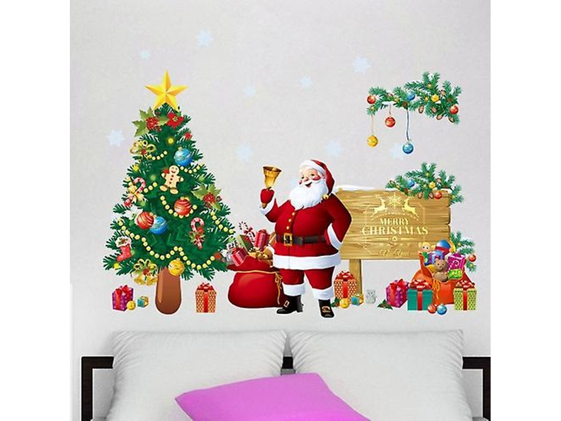 Adesivo De Decoração De Parede Removível Para Sala De Estar E Quarto Com Papai Noel Aquaforge