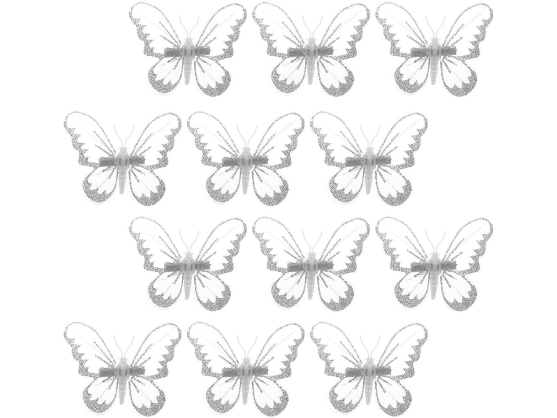 Conjunto 12 Peças Brancas Clipes Metal Decoração Diy Elegante Sofisticada Efeito 3d Resistente Deformações GOKOCO