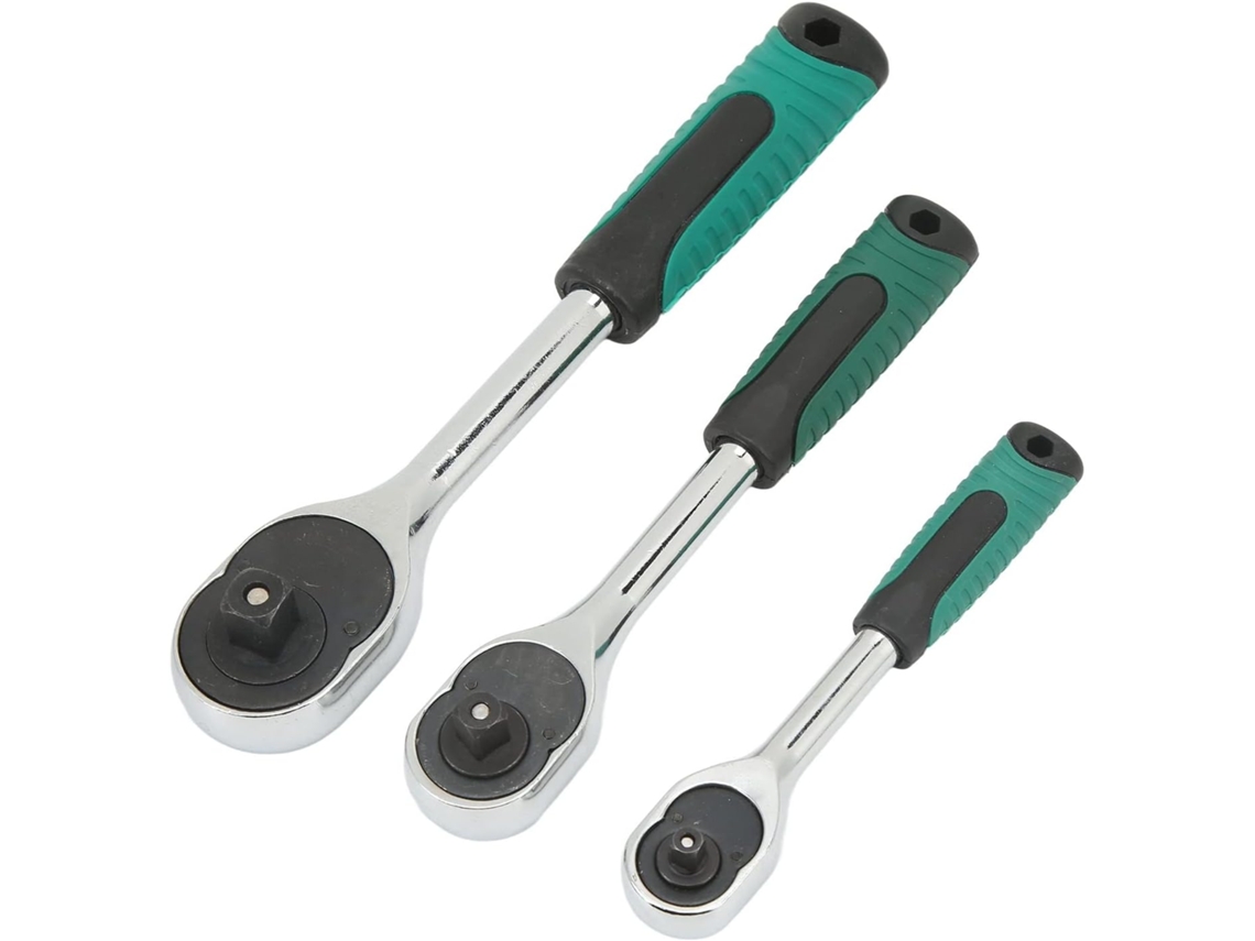 Jogo De Chaves Com 3 Peças, 24 Dentes Em Metal, 3/8", Ideal Para