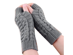 Luvas de Dedo Meio Tricotadas Jacquard Acrílico Quentes Espessas Cinza | S/MARCA
