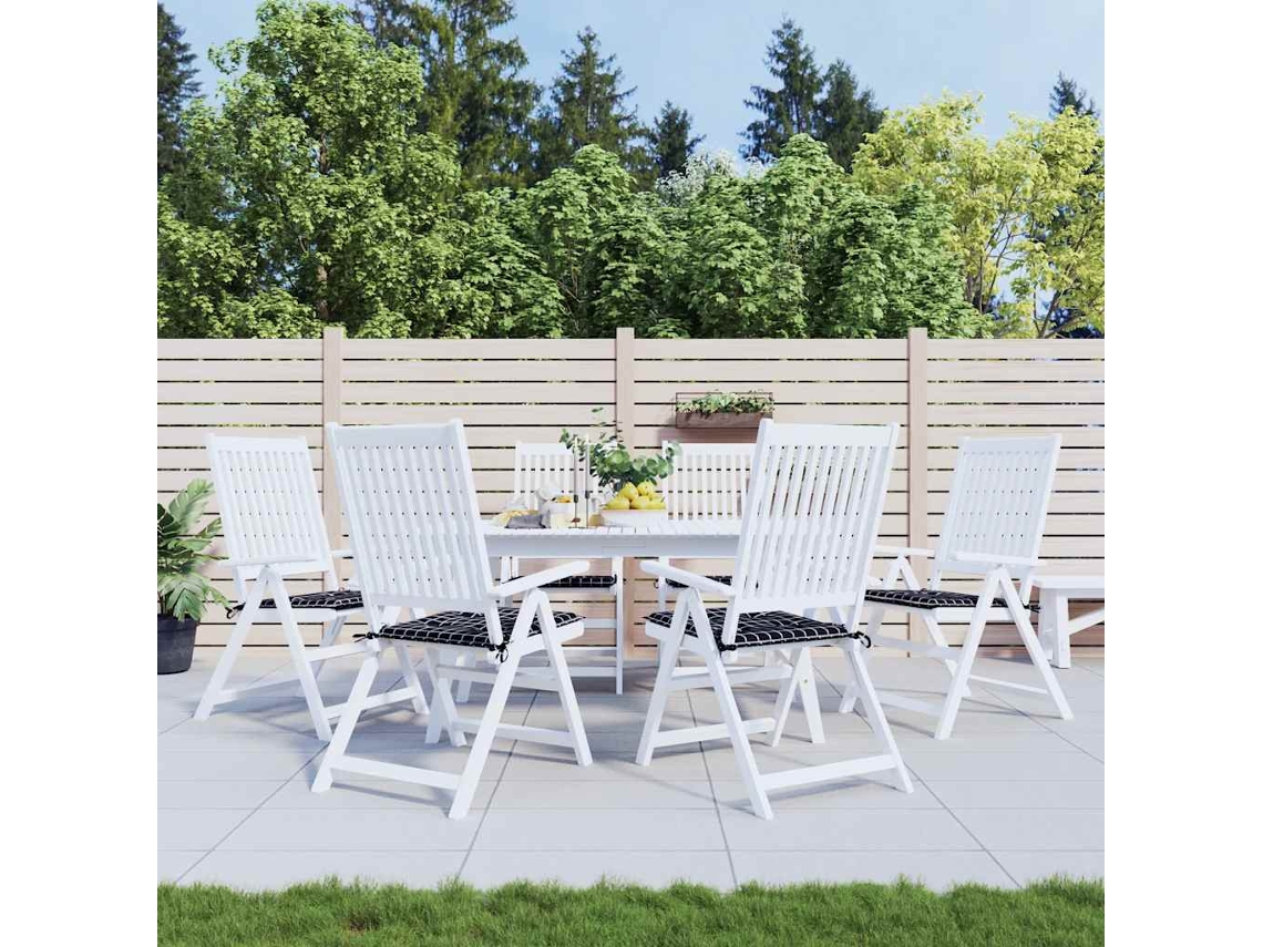 Vidaxl Almofadões P/ Cadeira 6pcs 40x40x3cm Tecido Xadrez Preto