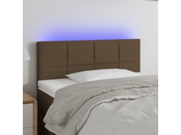 Vidaxl Cabeceira De Cama C/ Luzes Led Tecido 100x5x78/88 Cm Castanho