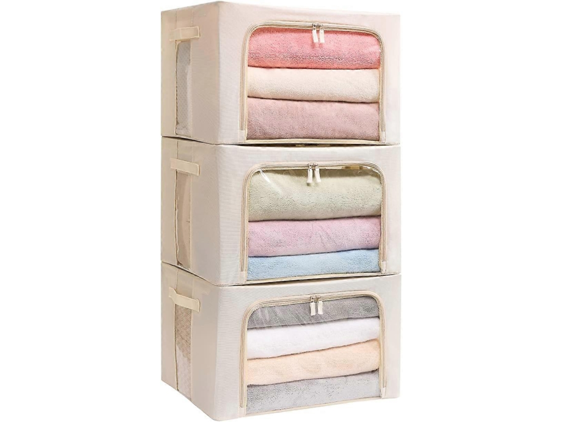 Caixa De Armazenamento Com Estrutura Sacos Para Roupas, Organizador De Tecido Oxford, Dobrável E Empilhável. Olysi Shop (pacote Com 3)