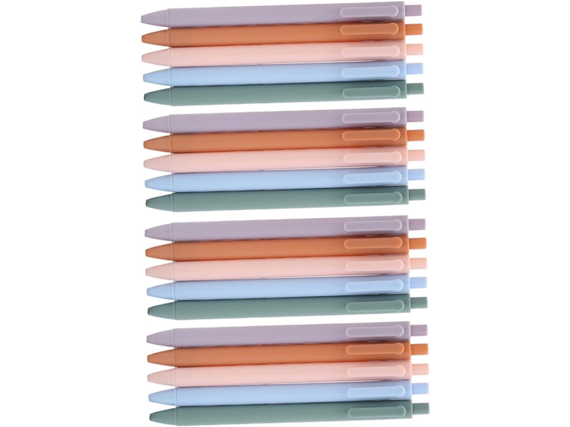 Pacote Com 20 Canetas Em Gel Mecanismo De Botão, Cores Vibrantes,