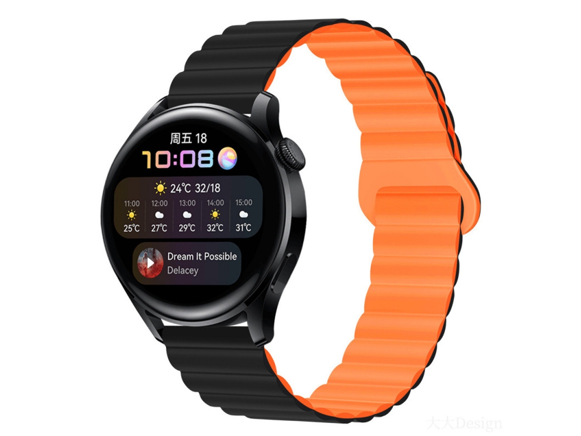 Bracelete Para Garmin Forerunner570 42mm (20mm) Preto-laranja Cuich