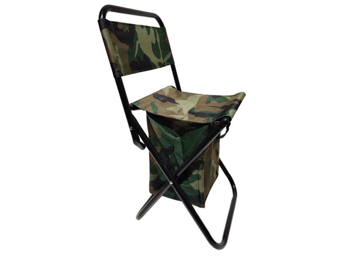 Cadeira De Acampamento Dobrável Com Refrigerador, Banco De Pesca Compacto, Cadeira De Pesca Camuflada Slowmoose