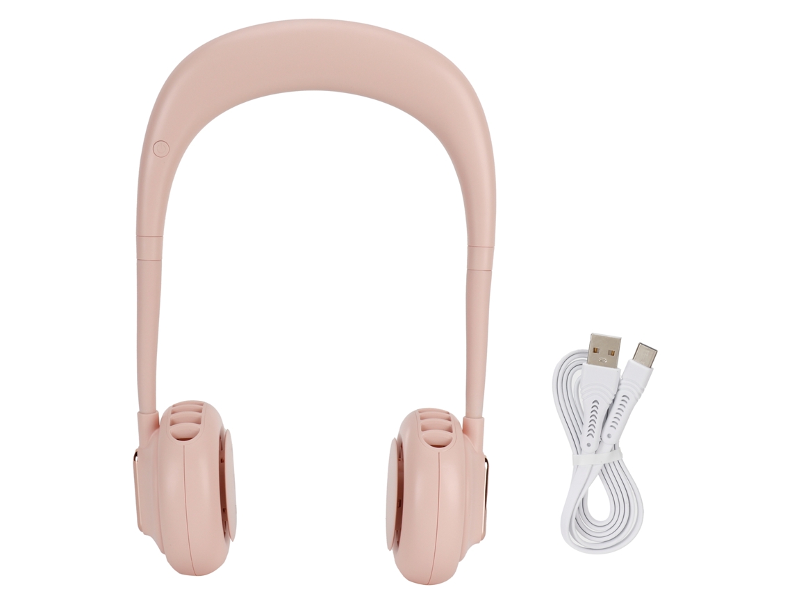 Ventilador de Pescoço Usb 3 Velocidades Rosa Sem Mão
