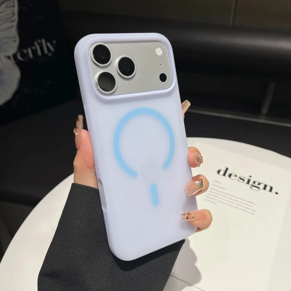 Capa Para Celular (azul Celeste, Iphone 17 Pro Max), Compatível Com Carregamento Sem Fio Magsafe, Capa Fosca Macia.
