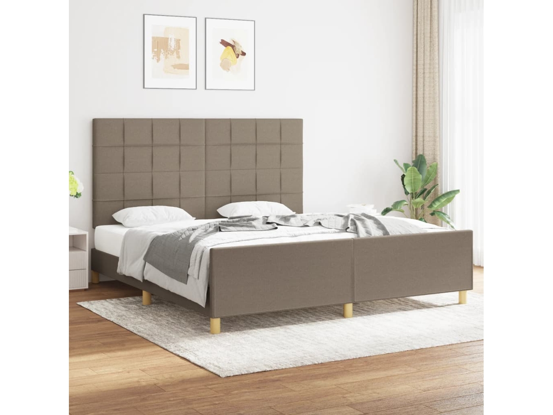 Cama Sem Colchão 180x200 Cm Tecido Castanho-acinzentado