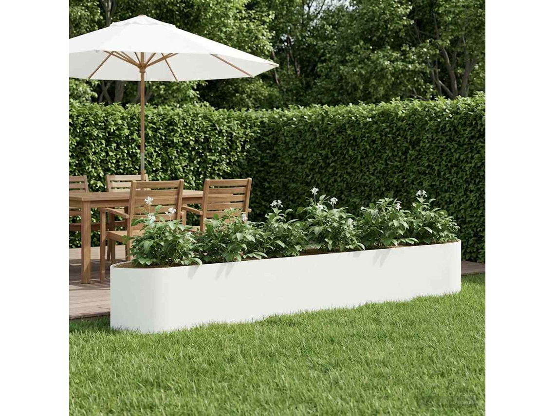 Vidaxl Cama De Jardim Elevada Branco 300 X 40 X 40 Cm Aço