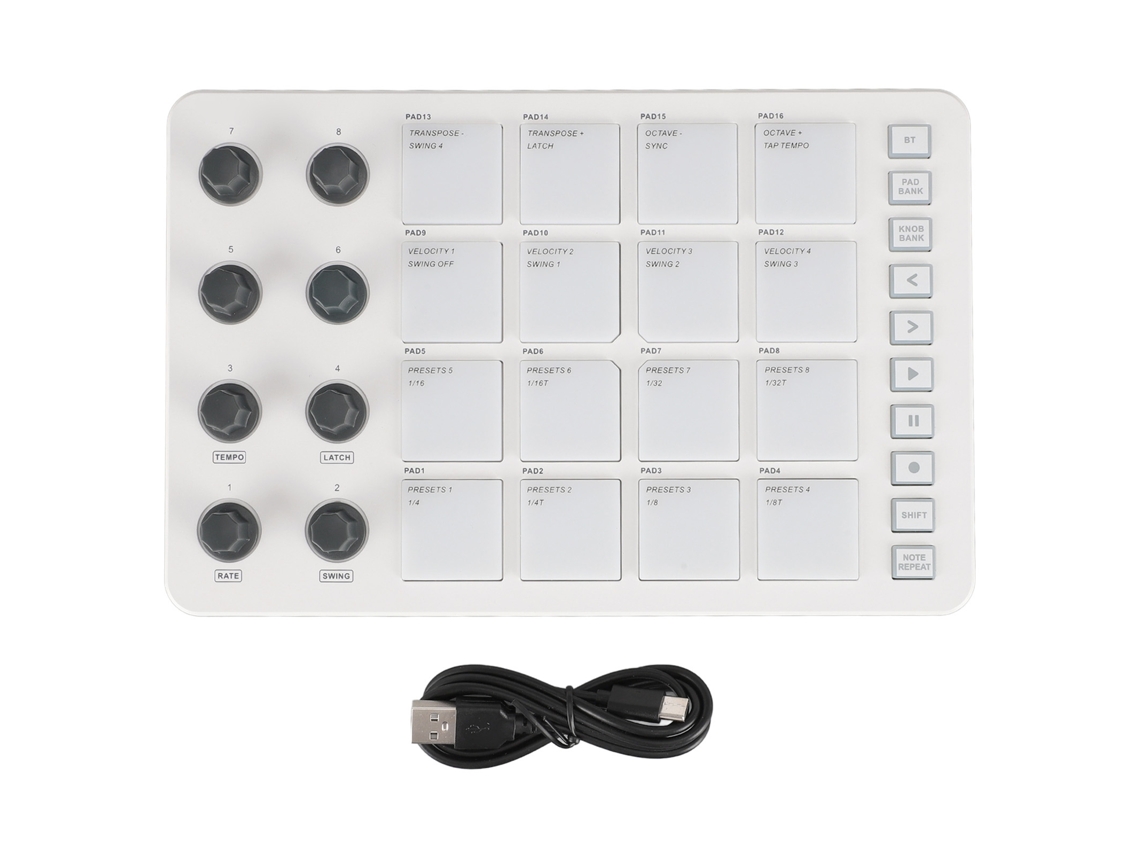 Controlador Midi Pad Com 16 Teclas Rgb E 8 Botões Configuráveis
