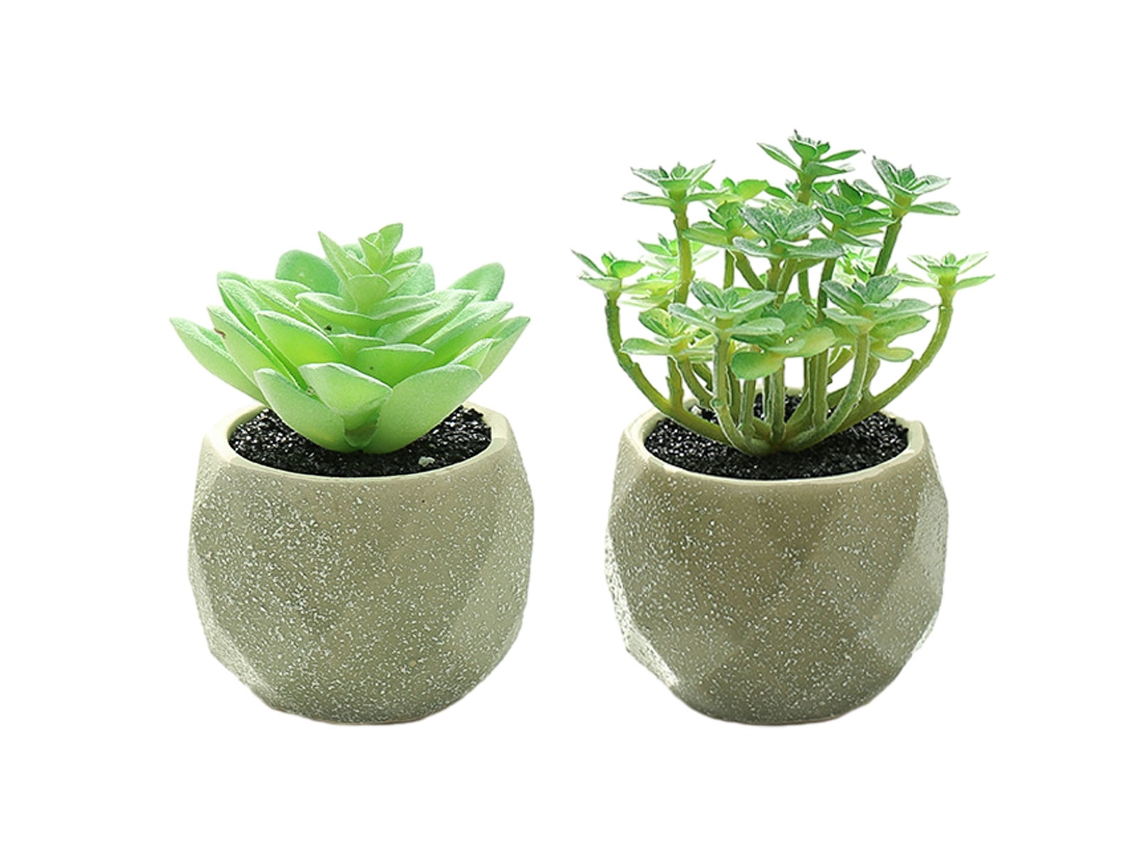 2 Peças de Suculentas de Simulação Bonsai Diamante Grande Ornamentos Pequenos Criativos para Interiores Vaso de Flor Artificial RNEMITERY