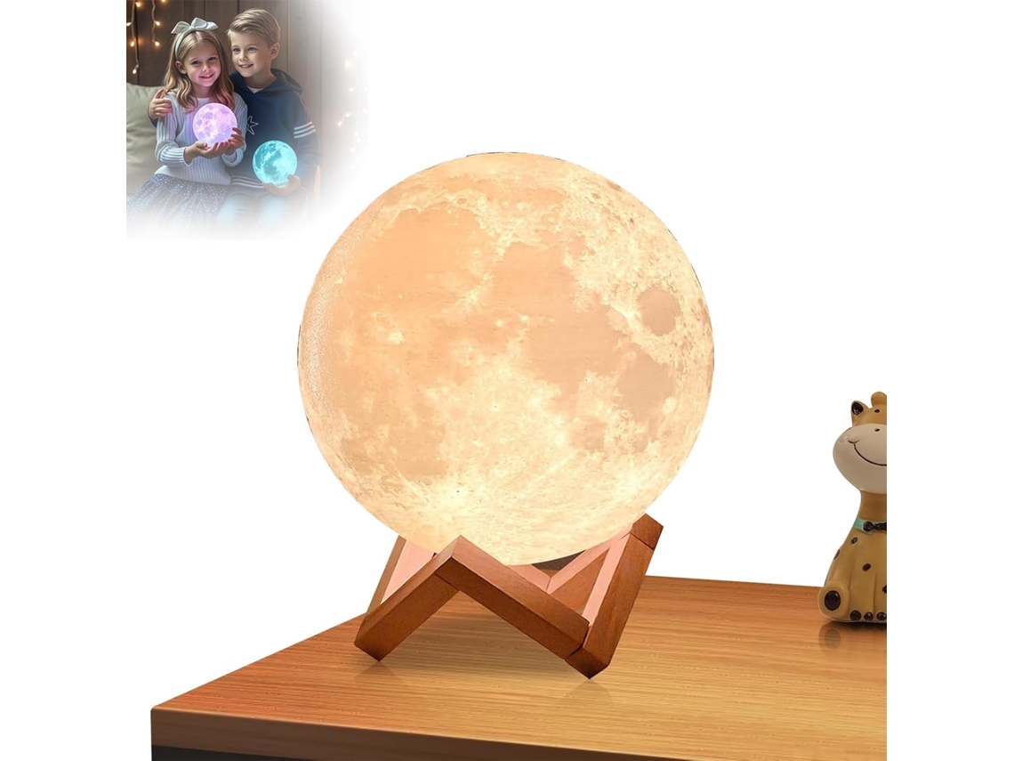 Iluminação noturna em formato Lua com controle remoto Ao sensível.