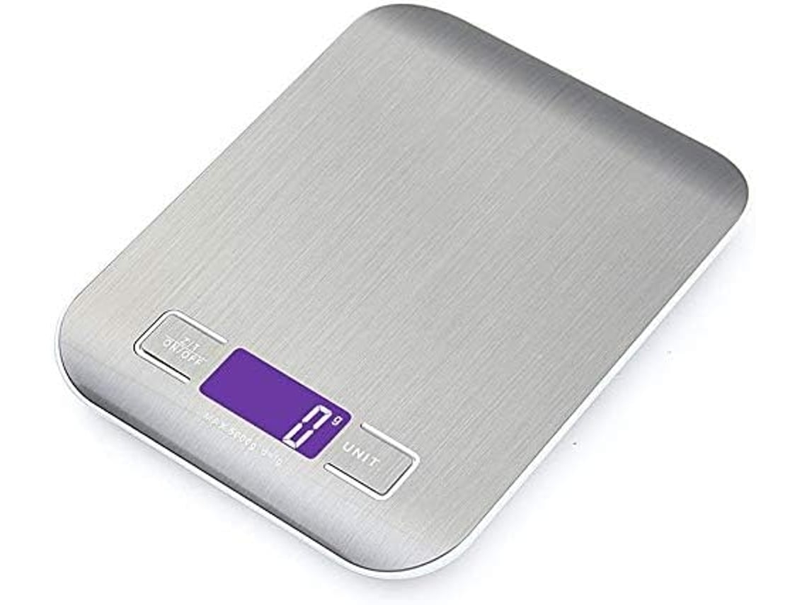 Balança Eletrónica Multifuncional de Cozinha em Aço Inoxidável com Visor Lcd 5 Kg/11 Lb, Durável, Utilização Multifunções, Viagem, Uso Dom STELASPLEN