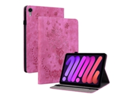 Capa de couro inteligente Webake para tablet com padrão de borboleta e rosa
