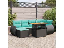 Vidaxl 7 Pcs Conjunto De Sofás P/ Jardim C/ Almofadões Vime Pe Preto