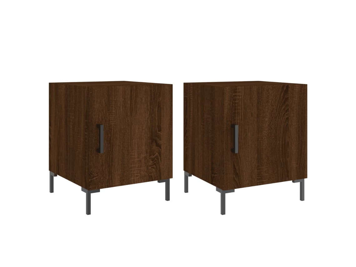 Bedside Cabinet, Bedside Cabinets Vidaxl Marrom Madeira Processada (n/a)