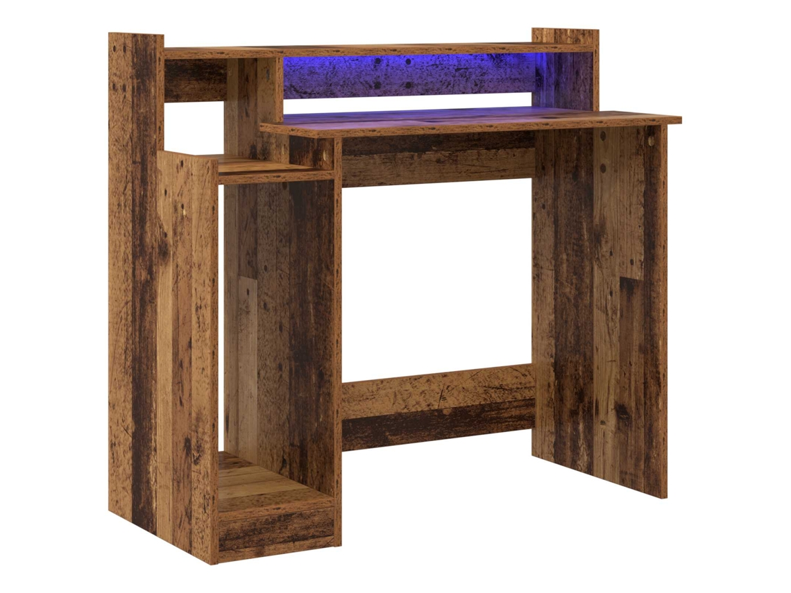 Conjunto 1 Escrivaninha Led Vidaxl Castanho Derivados De Madeira (97 X 45 X 90 Cm)