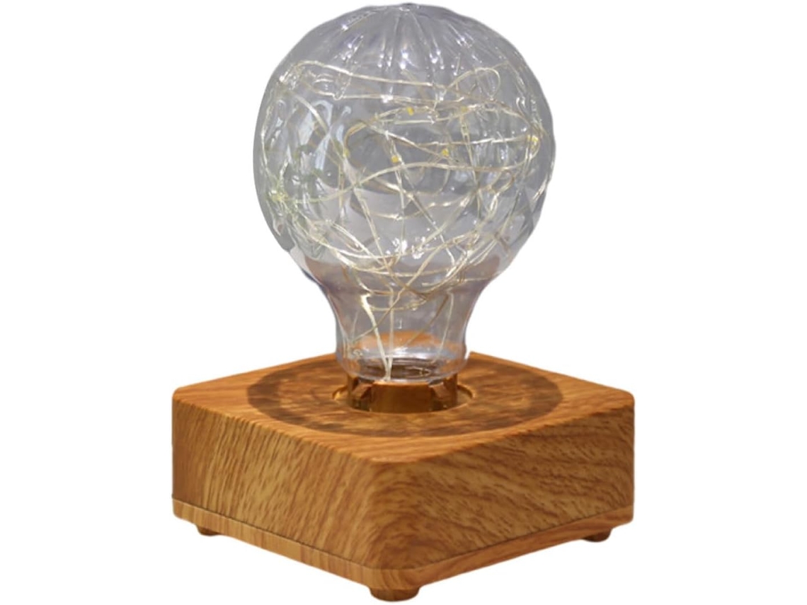 Luminária de Mesa Led Madeira Recarregável Via USB, Luz Ambiente Quente, Luminária de Cabeceira Compacta Para Quarto