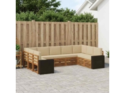 Vidaxl Conjunto De Sofás Para Exterior 9 Unid. Natural E Bege