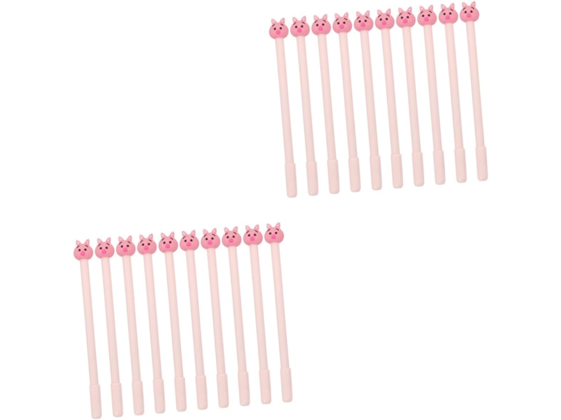 Nuobesty Conjunto De 20 Canetas Gel Com Desenho Porquinho, Rosa E