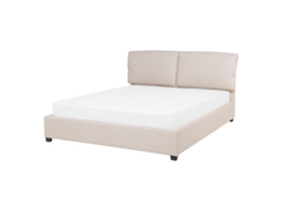 Cama de Casal BELIANI Belfort de Tecido Creme Claro 140x200